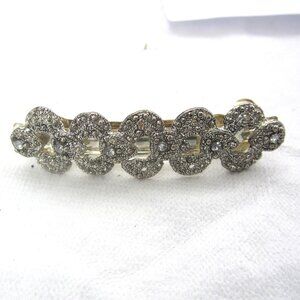 VTG BEAUTIFUL SILVERTONE MARQUISITE & CRYSTAL HAIR BARETTE